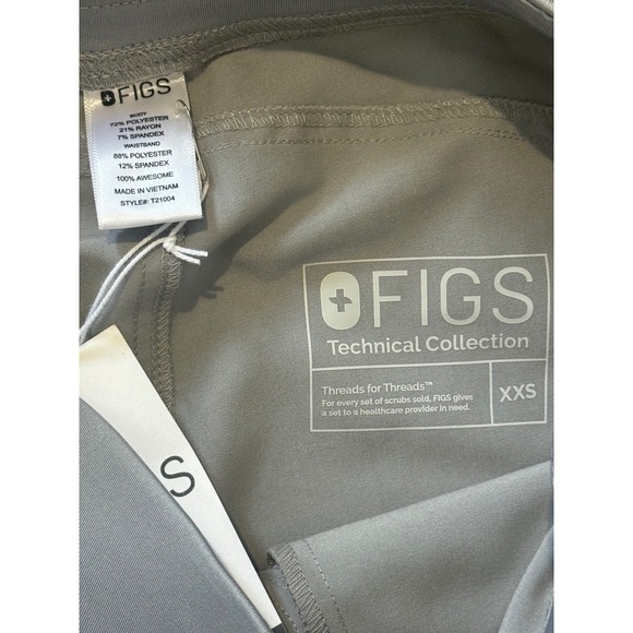 Figs Gray Straight Leg Pants with Burgundy Drawstring - Picture 5 of 9